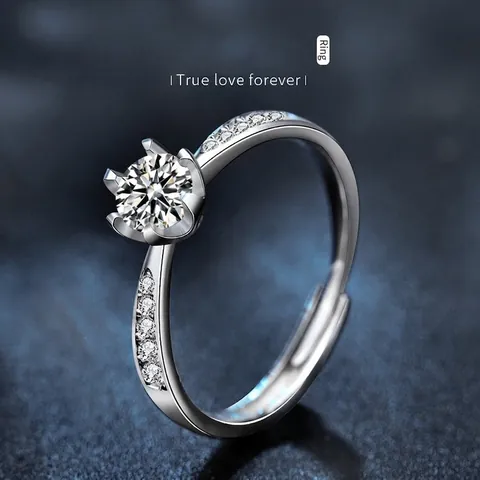 925 Sterlingsilber Moissanit Ring Sechs Krallen Fassung Kronenform Vintage Verstellbar Schmuck Mit GRA Zertifikat Damen Geschenk