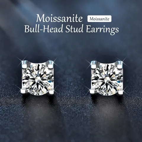 S925 Sterlingsilber 0,5 Karat Moissanit Ohrstecker Für Damen Einfaches Stierkopf-Design Vintage Elegante Mode Schmuck