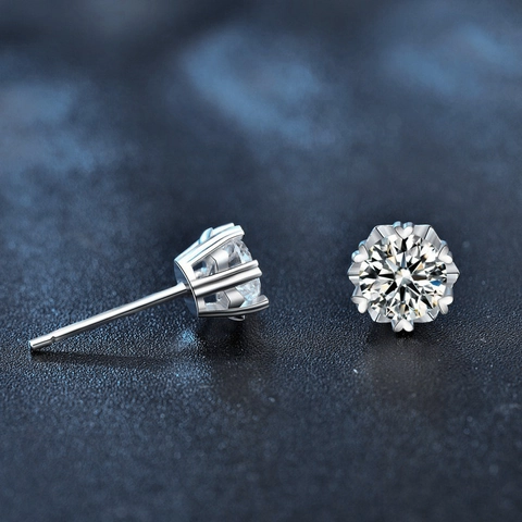 925 Sterling Silver Moissanite Snowflake Stud Earrings Women Simple Hexagram Star Design Christmas Gift Fashion Jewelry