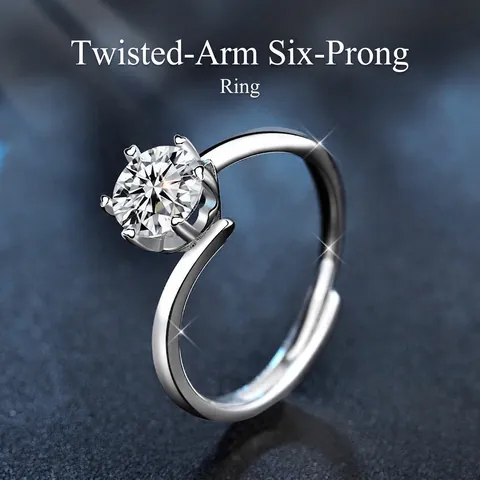 925 Sterlingsilber Moissanit Ring Gedrehter Schaft Sechszackig Verstellbarer Offener Ring Für Damen Hochzeit Verlobung Schmuck Geschenk