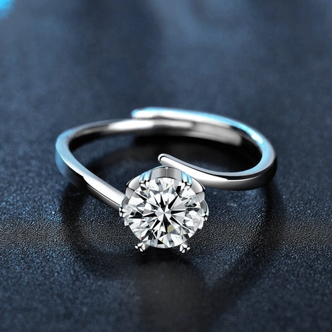 925 Sterlingsilber Moissanit Ring Gedrehter Schaft Sechszackig Verstellbarer Offener Ring Für Damen Hochzeit Verlobung Schmuck Geschenk