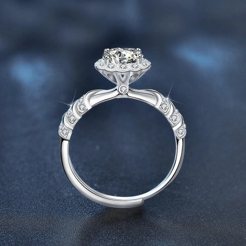 925 Sterling Silver Moissanite Ring For Women Mermaid Princess Open Adjustable Fashion Solitaire Finger Ring Jewelry Gift