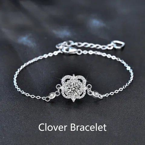 Bracciale Quadrifoglio in Argento Sterling 925 per Donna con Moissanite Incastonata Gioielli Minimalisti Regalo Anniversario Matrimonio