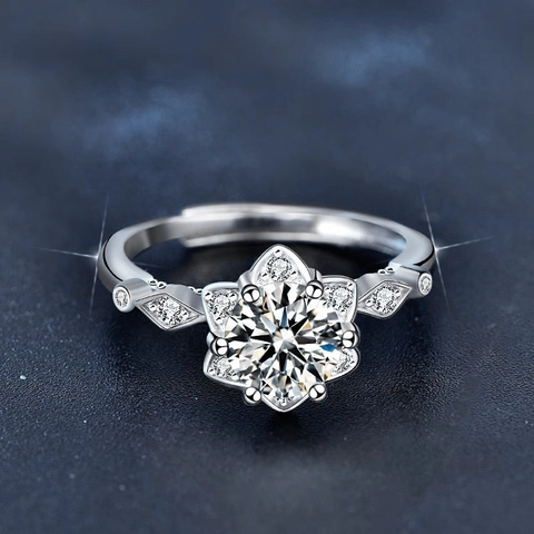 Luxe 925 Sterling Zilver Moissaniet Ring Voor Vrouwen Hexagram Ster Verstelbare Vingerring Mode Sieraden Huwelijksaanzoek Cadeau