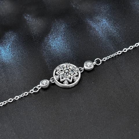 Bracciale Acchiappasogni Originale in Argento Sterling 925 per Donna Design Rotondo Svuotato con Moissanite Gioielleria Regalo per Lei