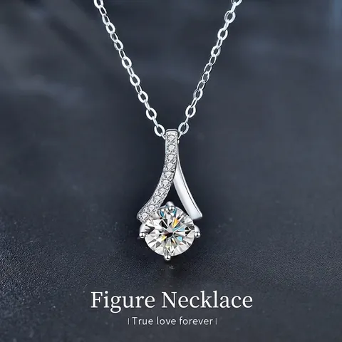 Collar de Plata de Ley 925 Moissanita para Mujer 1 Quilate D Color VVS1 Collar con Colgante con Certificado GRA Joyería Regalo
