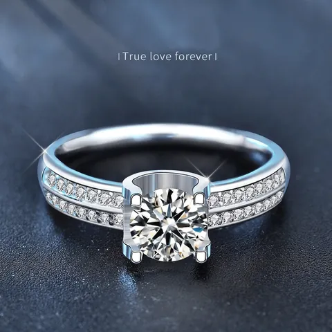 925 Sterling Silver Moissanite Ring For Women 1 Carat Bull Head Double Row Stones Wedding Engagement Jewelry Ring With GRA Certificate