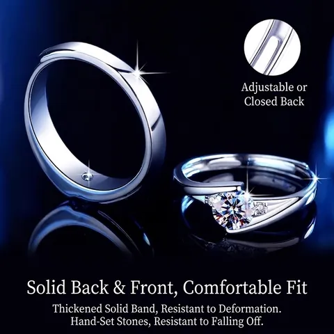 Bagues de Couple en Moissanite Couleur D Ensemble de Mariage en Argent Sterling S925 Avec Certificat GRA Bijoux de Luxe