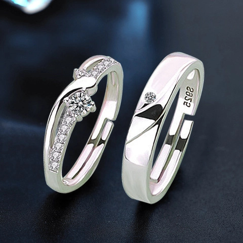 Mobius Paar Ringe 925 Sterlingsilber Zirkonia Einfache Mode Offene Verstellbare Ringe Für Herren Damen Schmuck Geschenk