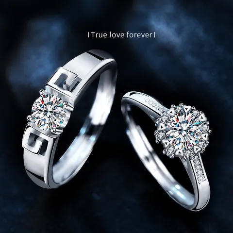 925 Sterling Silver Moissanite Couple Rings Set Adjustable Moebius Wing Heart Wedding Promise Rings For Men Women Jewelry