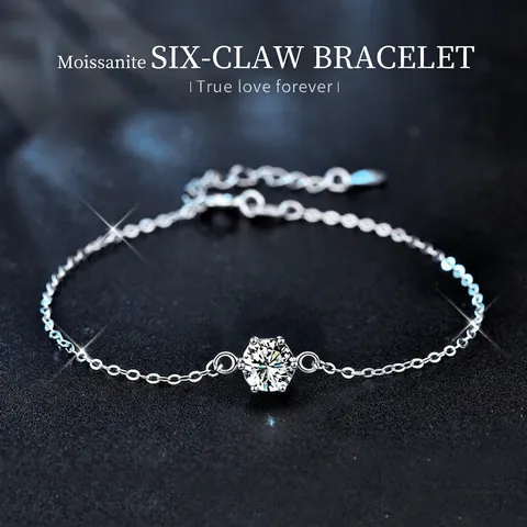 925 Sterlingsilber Moissanit Armband Minimalistisch Rundschliff Krappenfassung Kette Armband Mode Schmuck Für Damen Geschenk