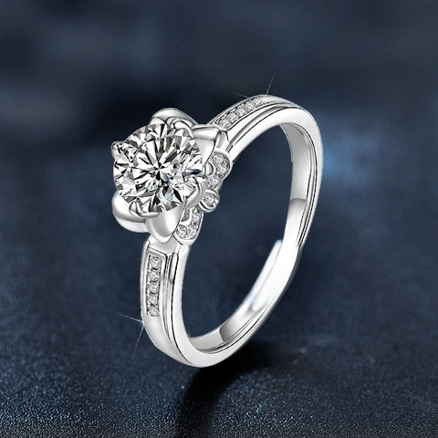 Elegant 925 Sterling Silver Moissanite Iris Flower Adjustable Ring For Women High Quality D Color VVS1 Fine Jewelry Gift