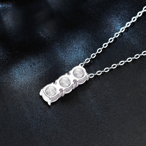 Collana in Argento Sterling S925 Con Moissanite per Donna Ciondolo Lineare Con Tripla Pietra Elegante Choker Gioielli di Moda Regalo