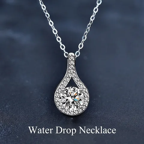 Moissanit 925 Sterlingsilber Tropfen Anhänger Halskette Für Damen Elegante Brillante Wassertropfen Schlüsselbeinkette Schmuck Mit GRA Zertifikat