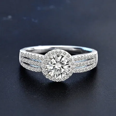 Luxury 925 Sterling Silver Moissanite Ring For Women Round Brilliant Cut Halo Engagement Wedding Ring With GRA Certificate Fashion Jewelry