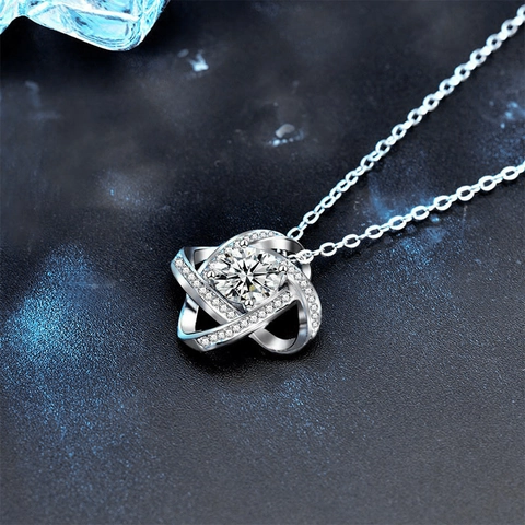925 Sterling Silver 1ct Moissanite Clover Pendant Necklace For Women Round Cut D Color VVS1 With GRA Certificate Fine Jewelry