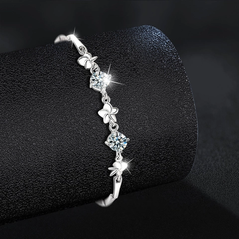 925 Sterling Silver Moissanite Five Leaf Clover Bracelet D Color VVS1 Moissanite Adjustable Luck Jewelry For Women Gift