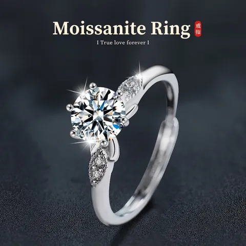 925 Sterling Zilver Moissaniet Ring Voor Vrouwen Zespootzetting Verstelbare Open Ring Bruiloft Verloving Sieraden Cadeau