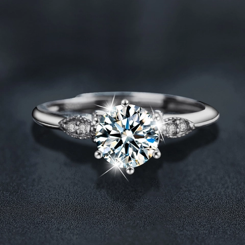 925 Sterling Zilver Moissaniet Ring Voor Vrouwen Zespootzetting Verstelbare Open Ring Bruiloft Verloving Sieraden Cadeau