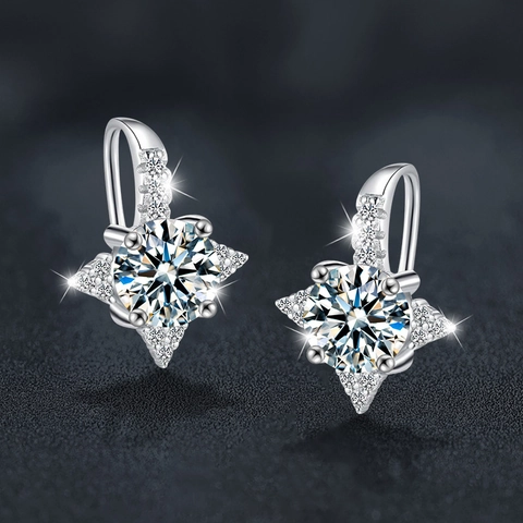 925 Sterling Silver Moissanite Eight-Pointed Star Earrings Luxurious Radiant D Color VVS1 Moissanite Ear Hooks Fine Jewelry For Women Gift