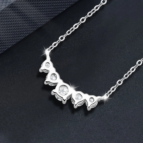925 Sterling Silver Moissanite Smile Necklace D Color VVS1 Moissanite Pendant Clavicle Chain Jewelry For Women