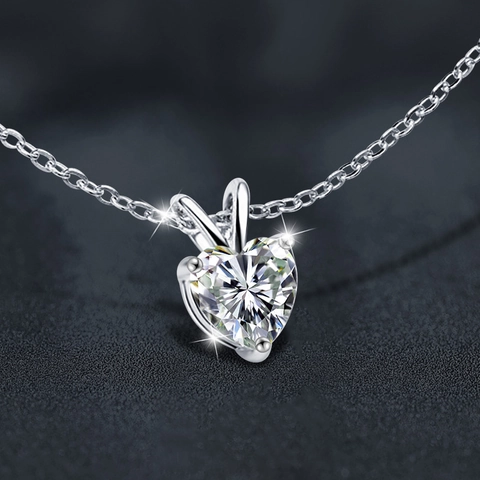 925 Sterling Zilver Moissaniet Hart Hanger Halsketting D Kleur VVS1 Met GRA Certificaat Mode Romantische Vrouwen Sieraden Cadeau