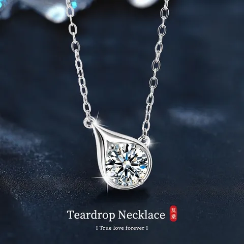 Elegante S925 Sterling Zilveren Traan Moissaniet Hanger Ketting Voor Vrouwen D Kleur VVS1 Moissaniet Sieraden Cadeau Met GRA Certificaat