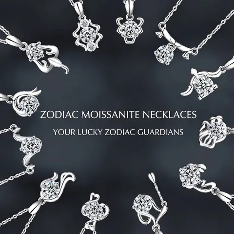 S925 Sterling Silver Twelve Constellations Moissanite Necklace For Women Zodiac Sign Moissanite Pendant Jewelry Birthstone Gift