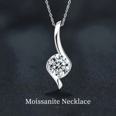 Collar de Pendiente de Moissanita de Plata de Ley S925 Para Mujer 1 Quilate Color D VVS1 Forma de S Moda de Viaje Joyería Fina Regalo