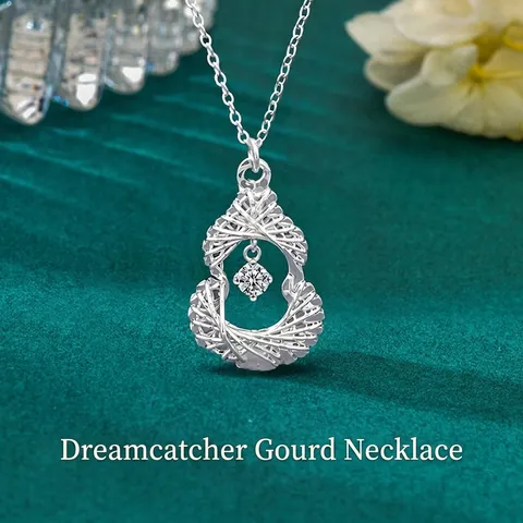 S925 Sterling Silver Dreamcatcher Gourd Pendant Necklace For Women Luxury Moissanite Hollow Wu Lou Clavicle Chain Jewelry