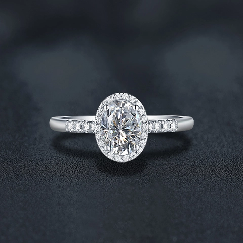 925 Sterling Silver Moissanite Oval Ring For Women Adjustable Fashion Jewelry Elegant Wedding Ring Gift