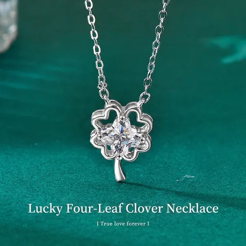 925 Sterling Silver Moissanite Clover Pendant Necklace Elegant Luxury Flower Design Jewelry With GRA Certificate Gift Box For Women