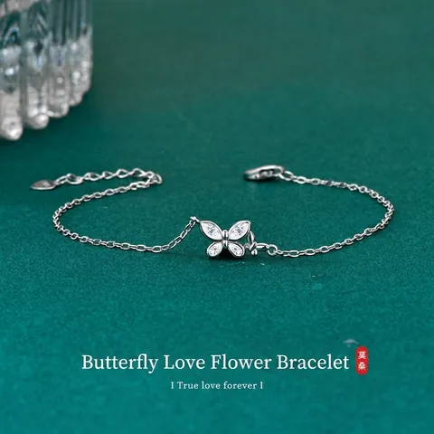 S925 Sterling Silver Butterfly Moissanite Bracelet For Women Light Luxury D Color Adjustable Chain Bracelet Jewelry Gift