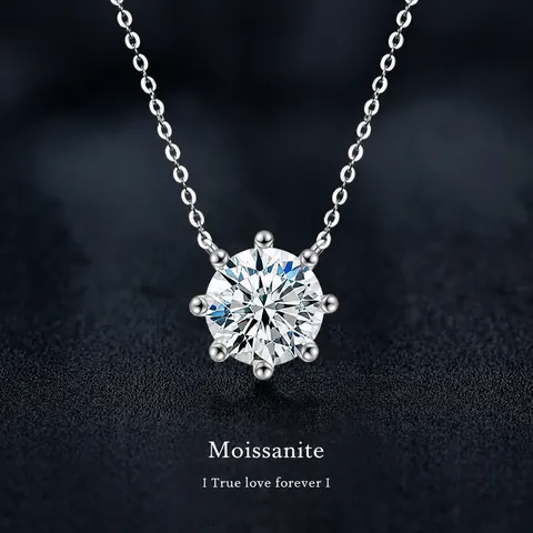 Collana con Pendente in Moissanite in Argento Sterling S925 per Donna 1 Carato Colore D VVS1 Catena a Otto Rebbbi Gioielli