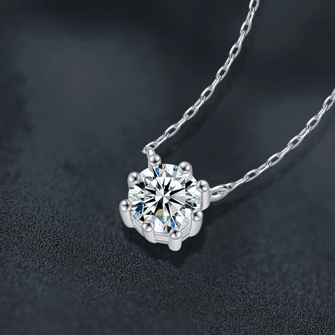 Collana con Pendente in Moissanite in Argento Sterling S925 per Donna 1 Carato Colore D VVS1 Catena a Otto Rebbbi Gioielli