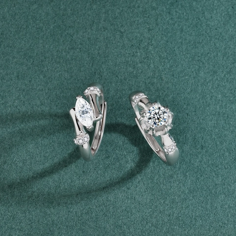 S925 Sterling Silver Moissanite Adjustable Ring For Women Men Bamboo Knot Design Fashion Jewelry Wedding Engagement Gift