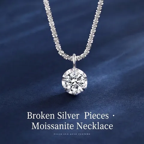 Luxury S925 Sterling Silver Moissanite Crown Pendant Necklace For Women Round Brilliant Cut D Color Moissanite Anniversary Jewelry Gift
