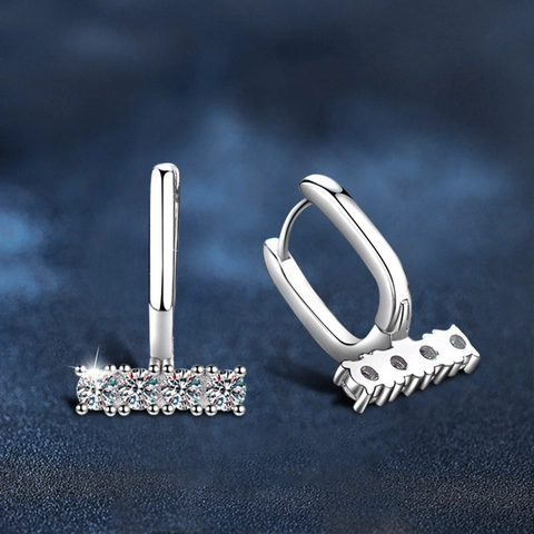 925 Sterlingsilber Moissanit U-Form Ohrstecker Für Damen Minimalistisch Koreanischer Stil Weißgold Strass Schmuck Geschenk