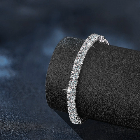 Pulsera de Tenis de Plata de Ley 925 Con Moissanita para Mujer Corte Redondo Color D VVS1 Con Certificado GRA Joyería Fina