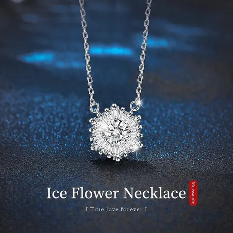 Collar Con Colgante de Copo de Nieve de Moissanita de Plata de Ley 925 Color D VVS1 Joyería de Moissanita para Mujer