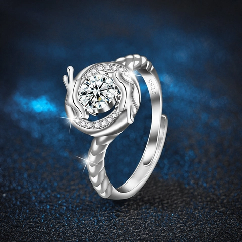 Originele 0.5ct Moissaniet 925 Sterling Zilveren Draken Ring Voor Heren Chinese Stijl Verstelbaar Met GRA Certificaat