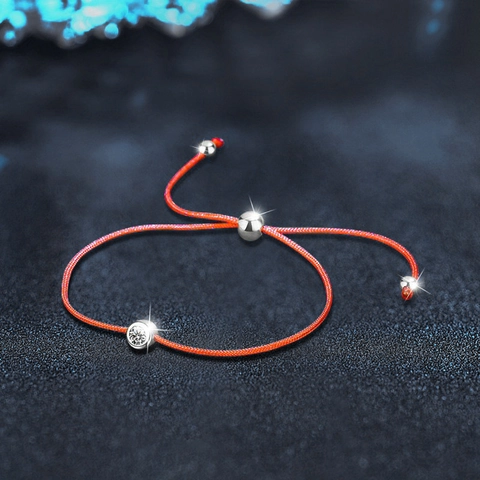 925 Sterling Silver Moissanite Red Rope Bracelet For Women Adjustable Simple New Chinese Style Jewelry Gift