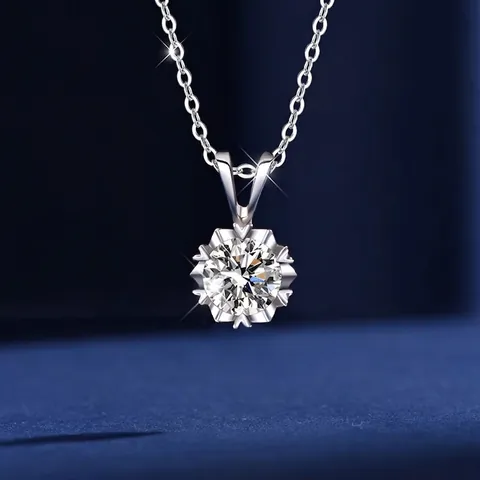 Collar de Plata de Ley S925 Con Colgante de Corazón Hexagrama y Moissanita Color D Flor de Nieve Joyería de Moda Para Mujer Regalo