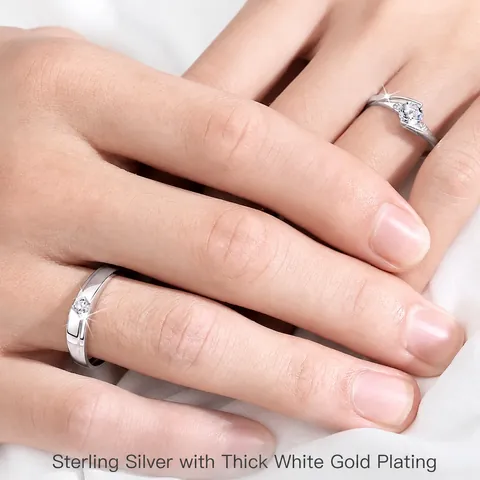 Bagues de Couple en Moissanite Couleur D Ensemble de Mariage en Argent Sterling S925 Avec Certificat GRA Bijoux de Luxe