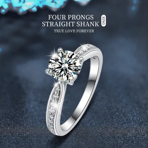S925 Sterling Silver Moissanite Ring For Women Luxurious Four Prong Inlaid Round Cut Engagement Wedding Ring Fine Jewelry