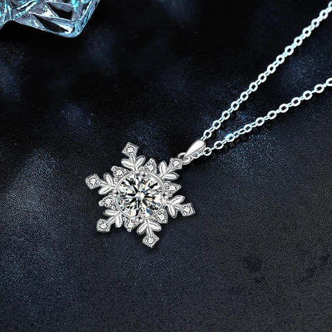 Collana con Ciondolo a Fiocco di Neve in Argento Sterling S925 per Donna Moissanite Colore D 1ct 2ct Gioielli Regalo