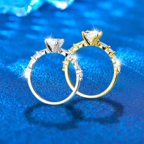 925 Sterling Silver Moissanite Ring Square Princess Cut Four-Prong Engagement Wedding Ring For Women Fashion Jewelry