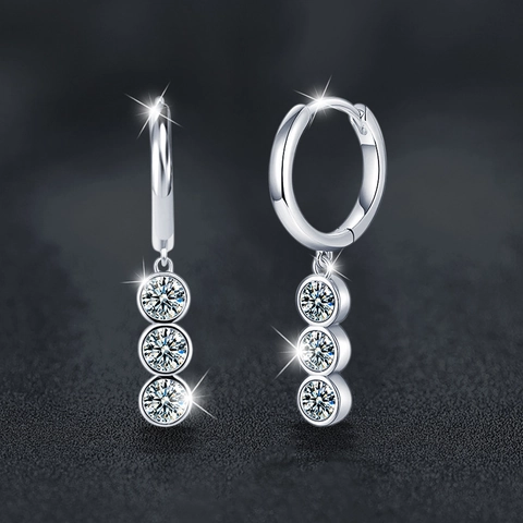 925 Sterling Silver Moissanite Hoop Earrings For Women Luxury D Color Bubble Dangle Earrings GRA Certificate Fine Jewelry
