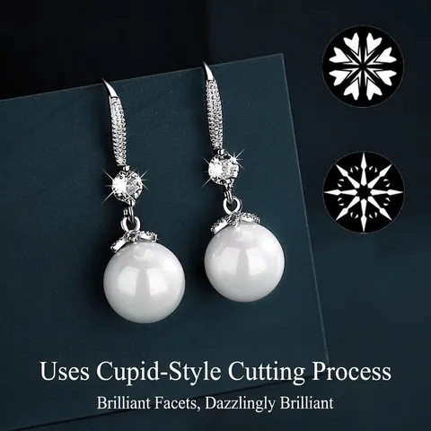 925 Sterling Silver Moissanite Artificial Pearl Drop Earrings For Women Elegant D Color Tassel Inlaid Wedding Party Fine Jewelry