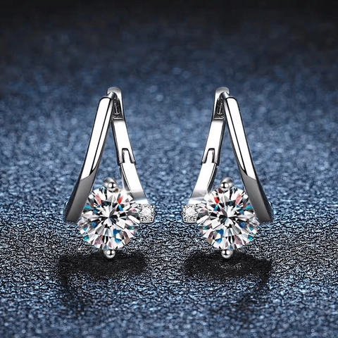 Luxury 925 Sterling Silver Moissanite Stud Earrings For Women D Color VVS1 1 Carat Irregular V-shaped Earrings Jewelry With GRA Certificate